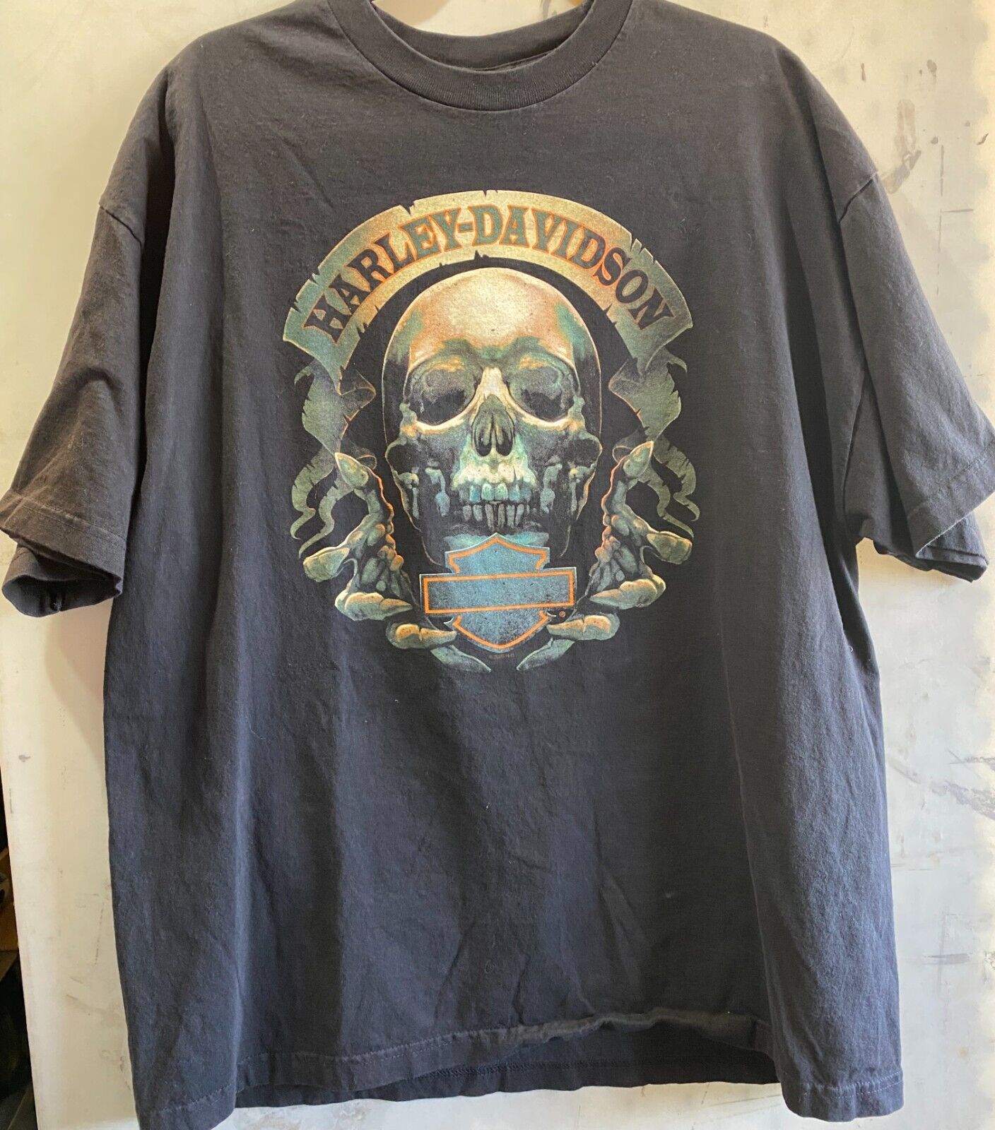 Harley Davidson V twin skull Y2k t shirt 2XL 2020 Huntington Beach California 