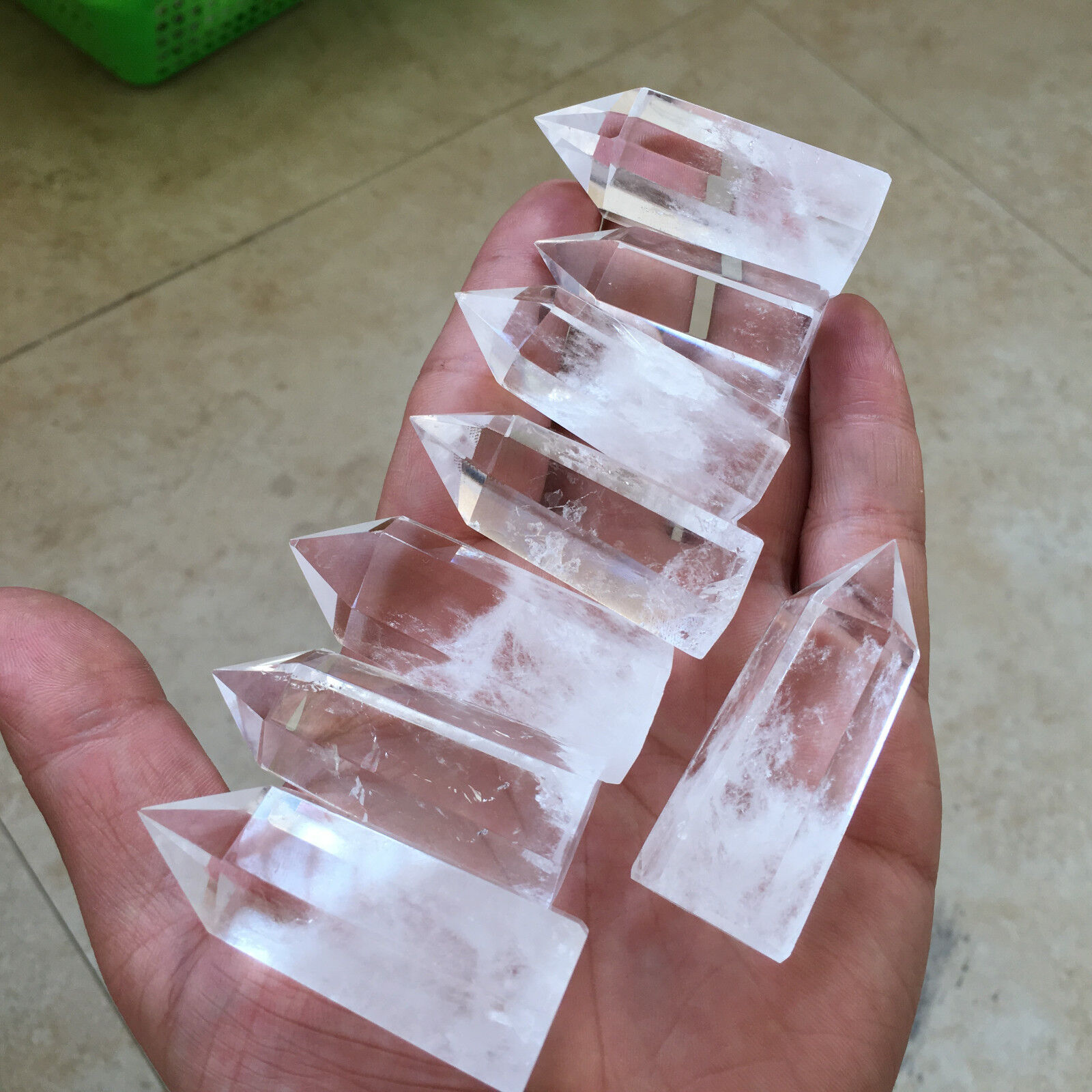 8pcs natural clear quartz obelisk crystal wand point healing 