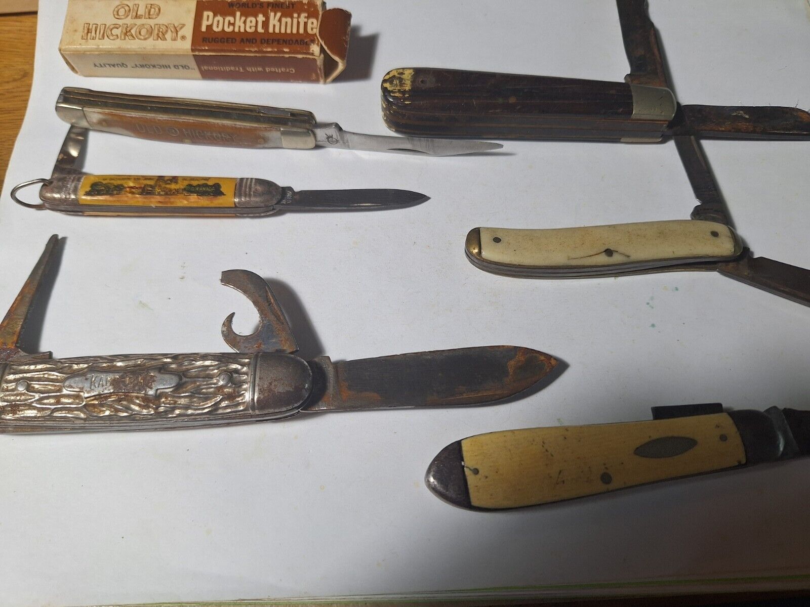 Lot 6 Vintage POCKET KNIVES- Camillus, Old Hickory, Utica Cut, more - For Parts