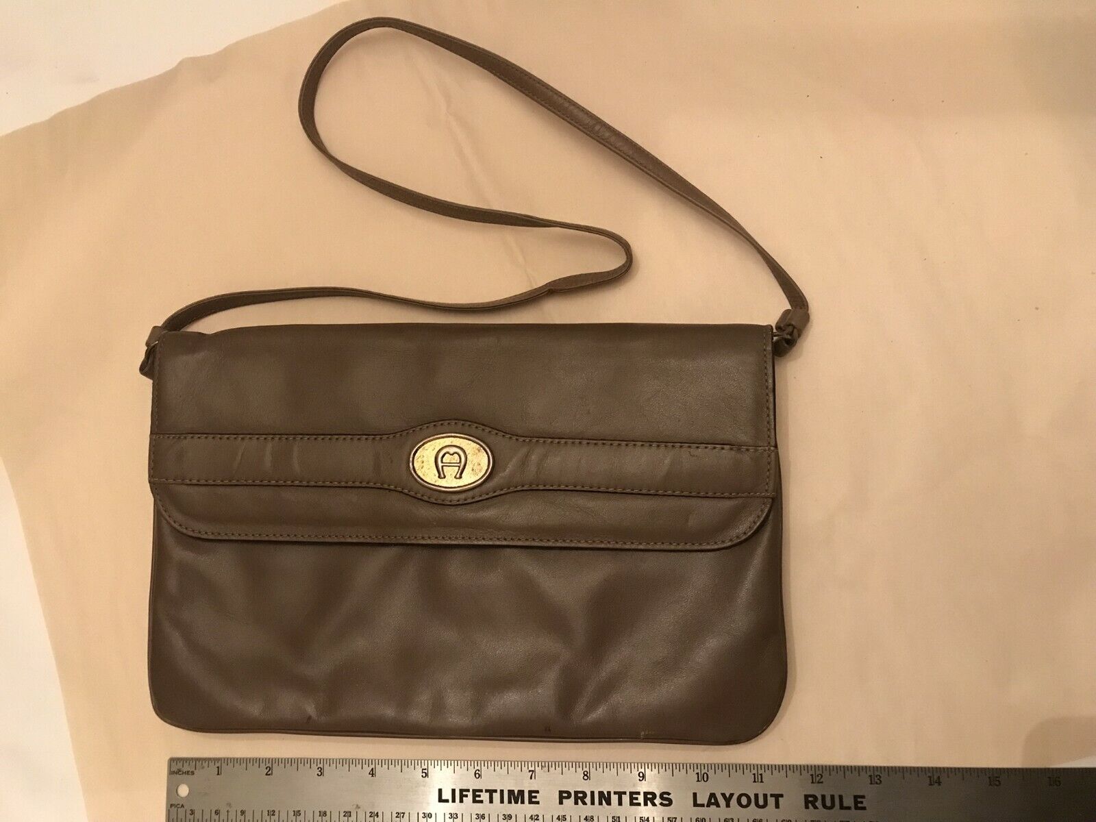 Vintage Etienne Aigner Purse Brown Leather Handbag Snap 11.5\