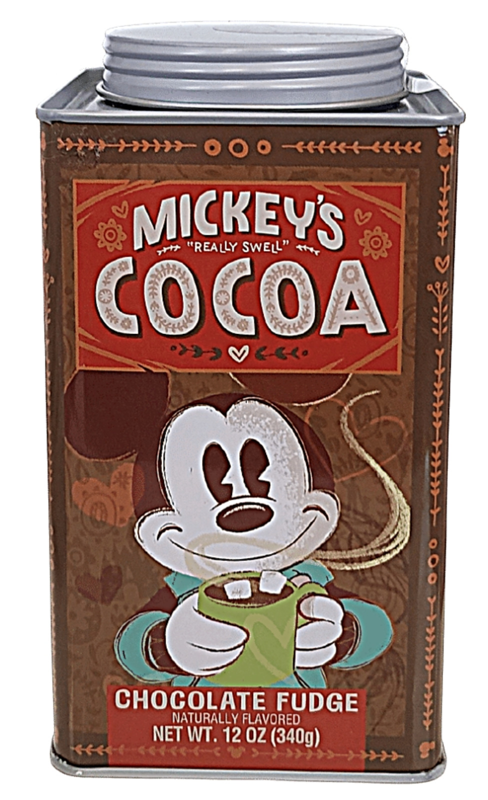 New Disney Parks Mickey's Really Swell Hot Cocoa Chocolate Fudge 12oz Metal Tin