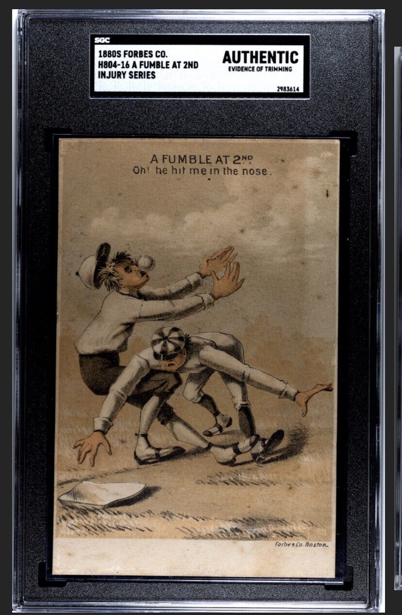 1880s H804-16 Injury Series - Fumble at 2nd - Victorian Trade Card 1880s - SGC