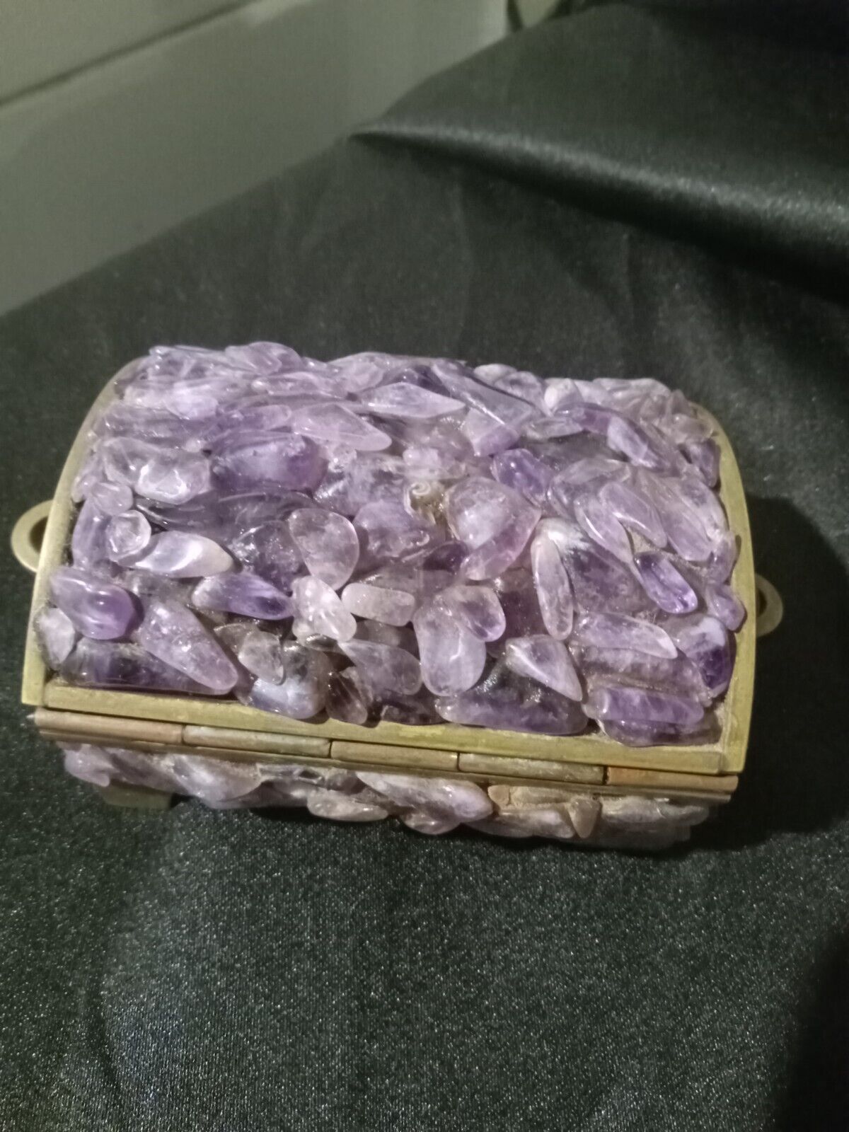 Vintage Art Deco Nouveau Purple Amethyst Trinket Box