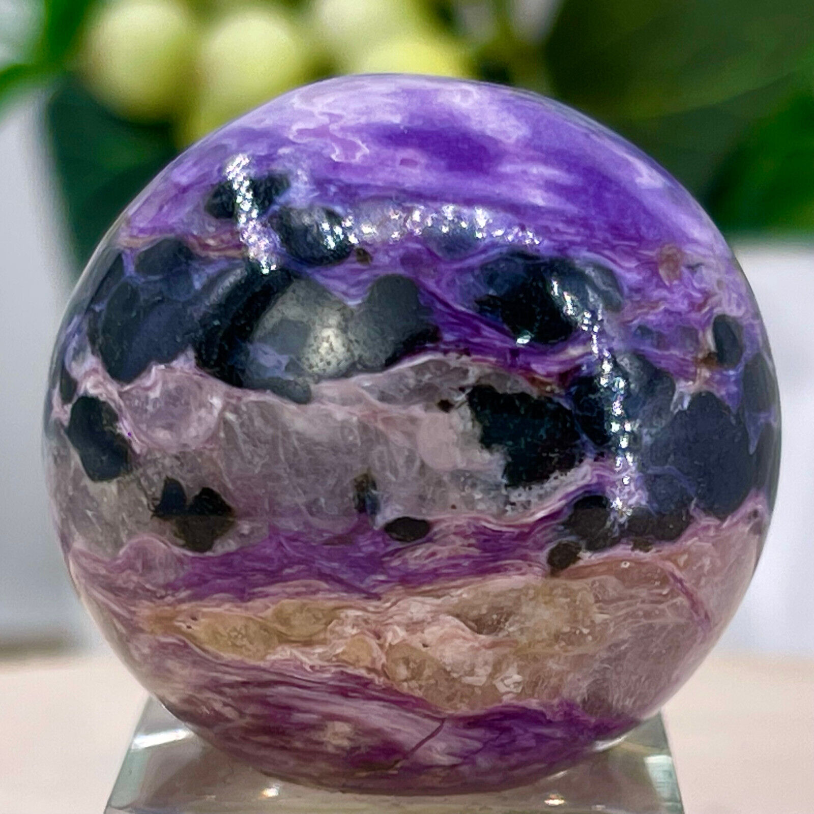 46G Amazing Charoite Purple Sphere shine cat eye effect MOST BEAUTIFUL SPHERE