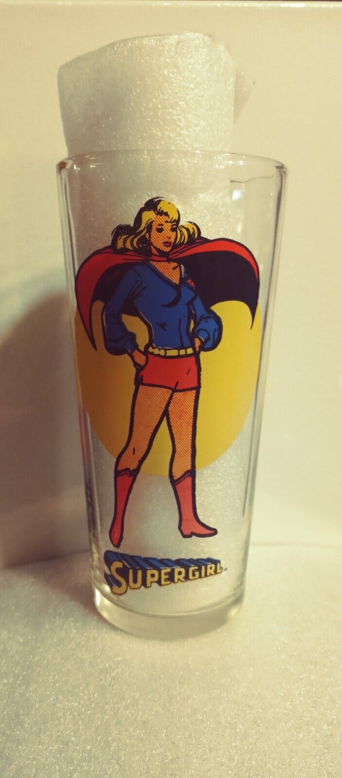 Vintage 1976 DC Comics Super Girl Pepsi Super Series Glass Cup Tumbler