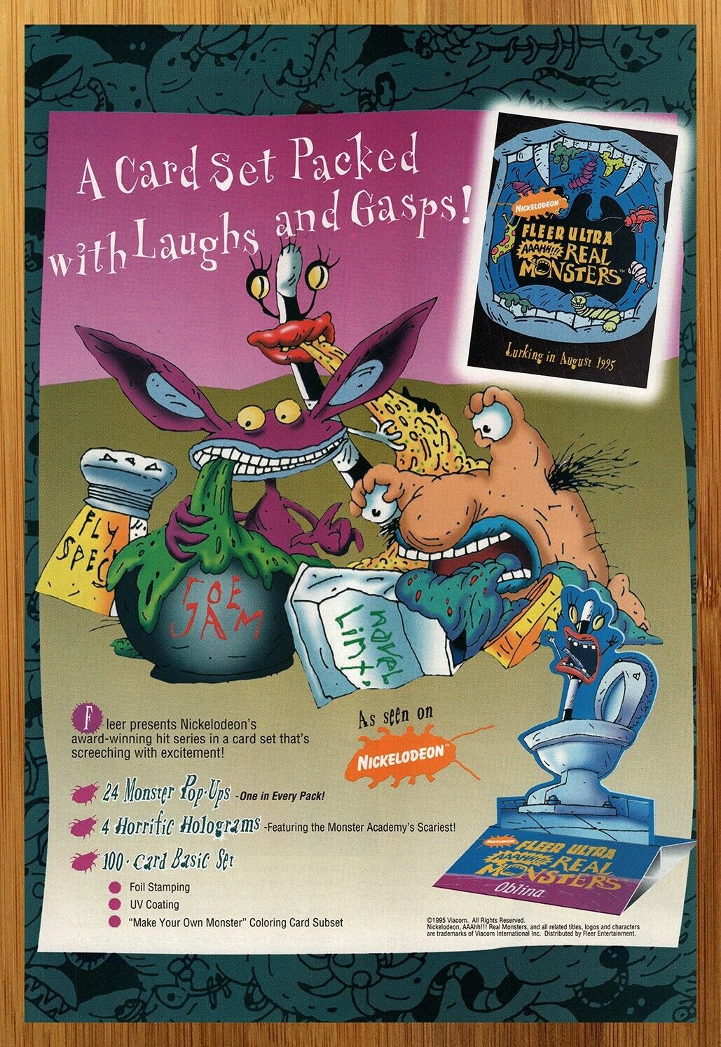1995 AAAHH Real Monsters Trading Cards Print Ad/Poster 90s Nickelodeon Pop Art