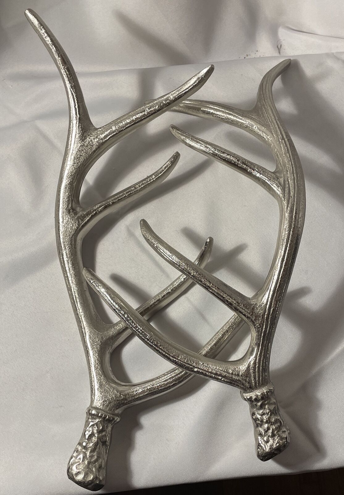 Set Of Two Vintage Decorative Silver Aluminum Antlers