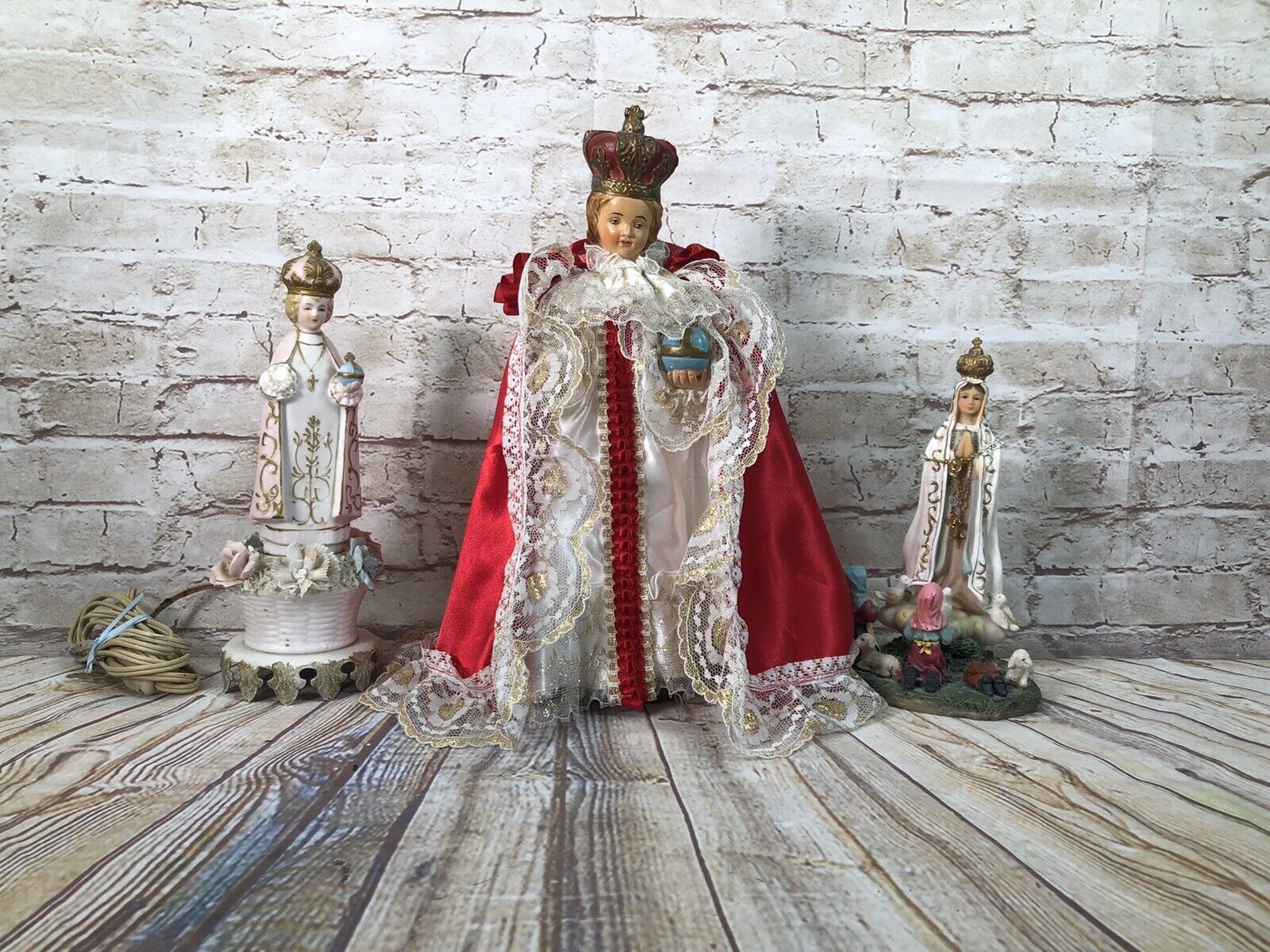 vtg art noveau french religious art1900 bisque porcelan saint statues lot of 3