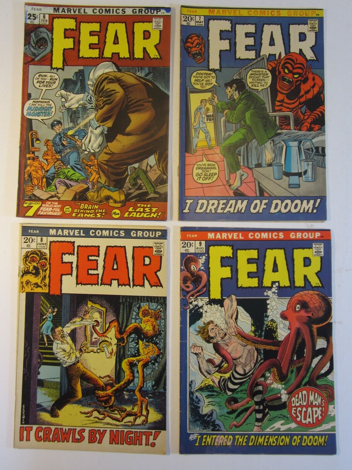 FEAR 4 Issue Run #6 7 8 & 9 VG/FN Marvel Comic Lot