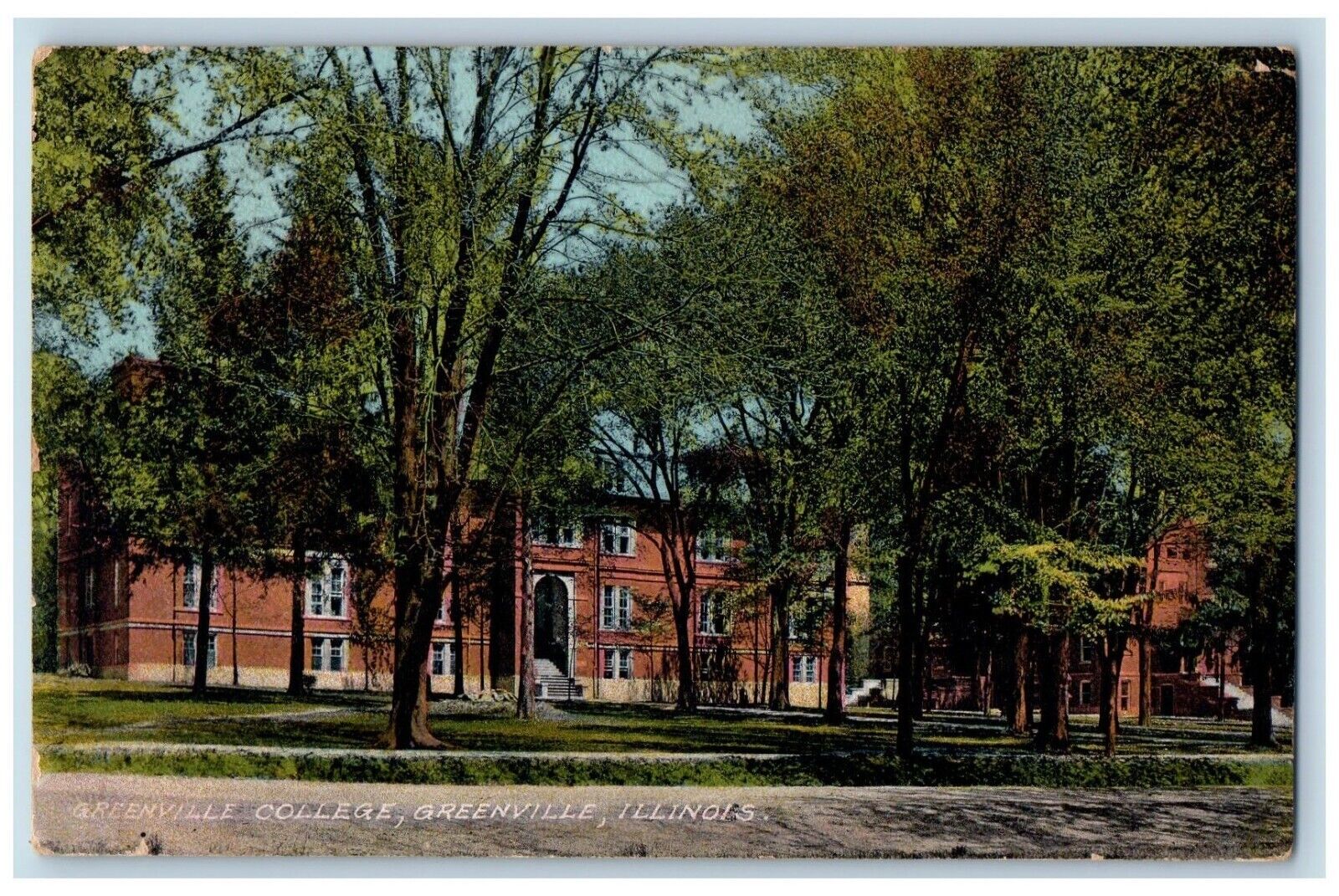 1910 Front View Of Greenville College Building Greenville Illinois IL Postcard