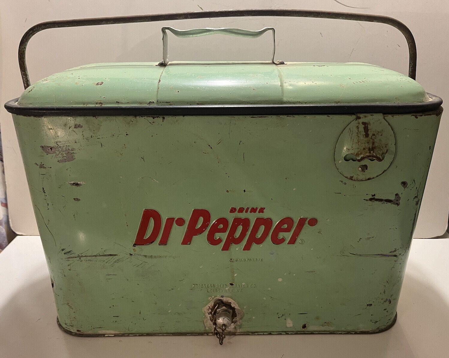 Very Rare Dr Pepper Cooler With Opener By Progress Refrigeration Co.