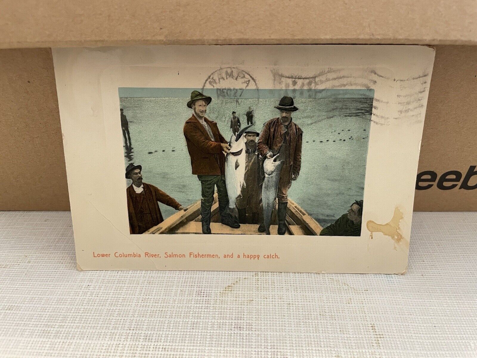 Vtg Postcard Fishermen Lower Columbia River OR 1910