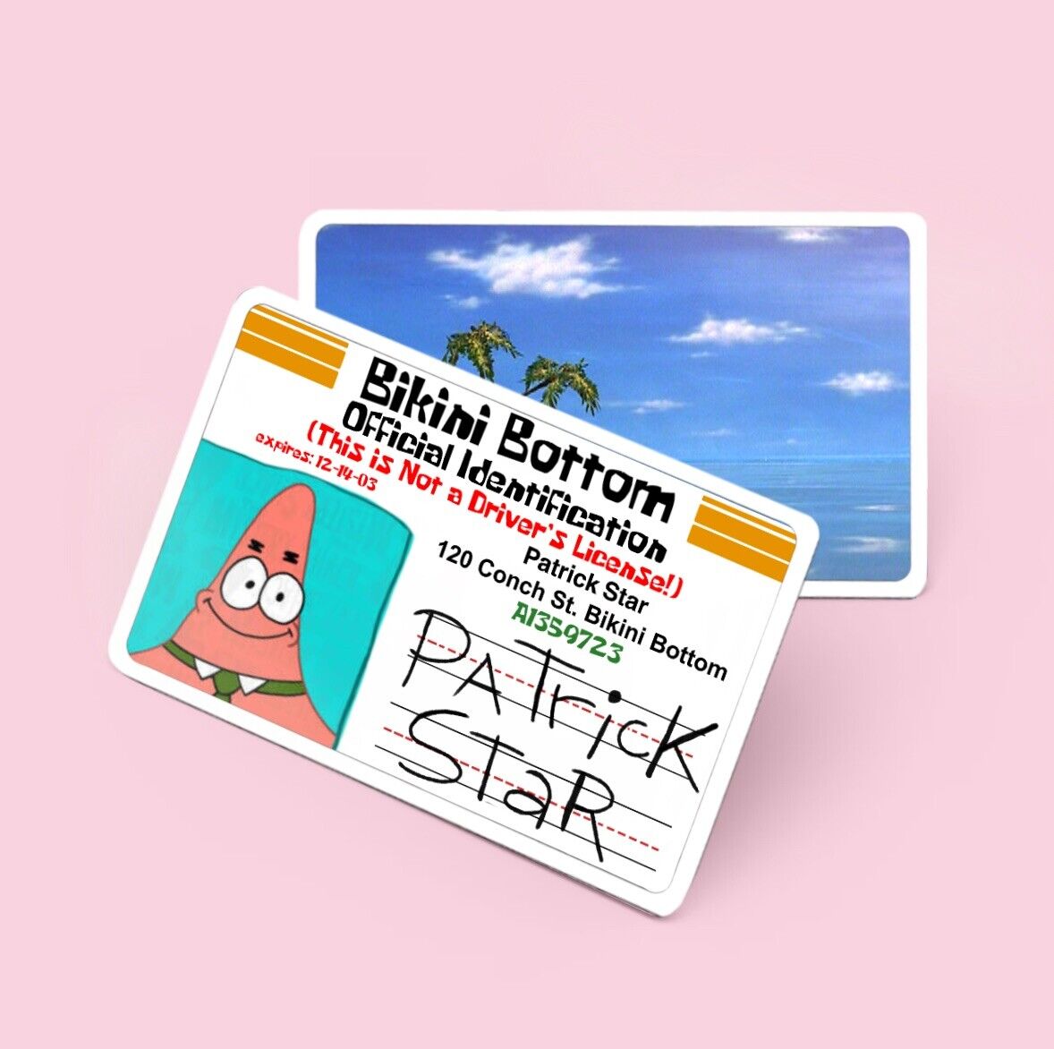 SpongeBob- Patrick Star Driver License Printed PVC Custom Card Fun Gag Gift