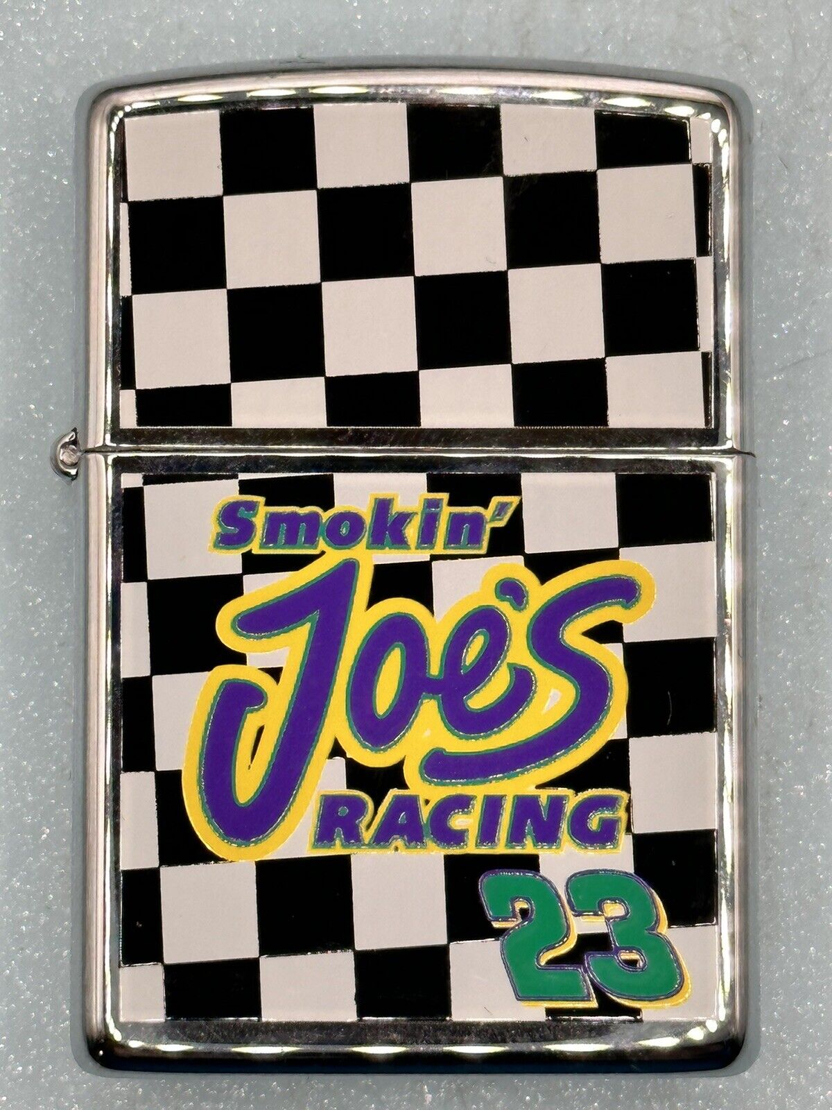 Vintage 1997 Camel Smokin Joe’s Racing Checkered Chrome Zippo Lighter New