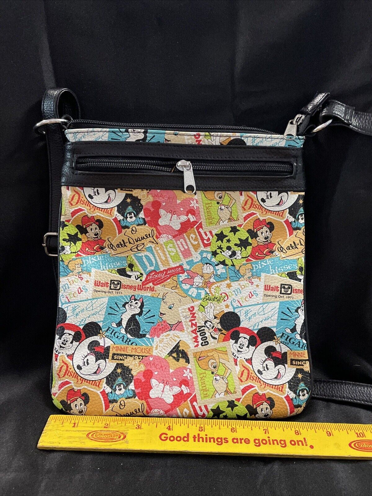Vintage Walt Disney World Park Crossbody Bag Characters Mickey Minnie