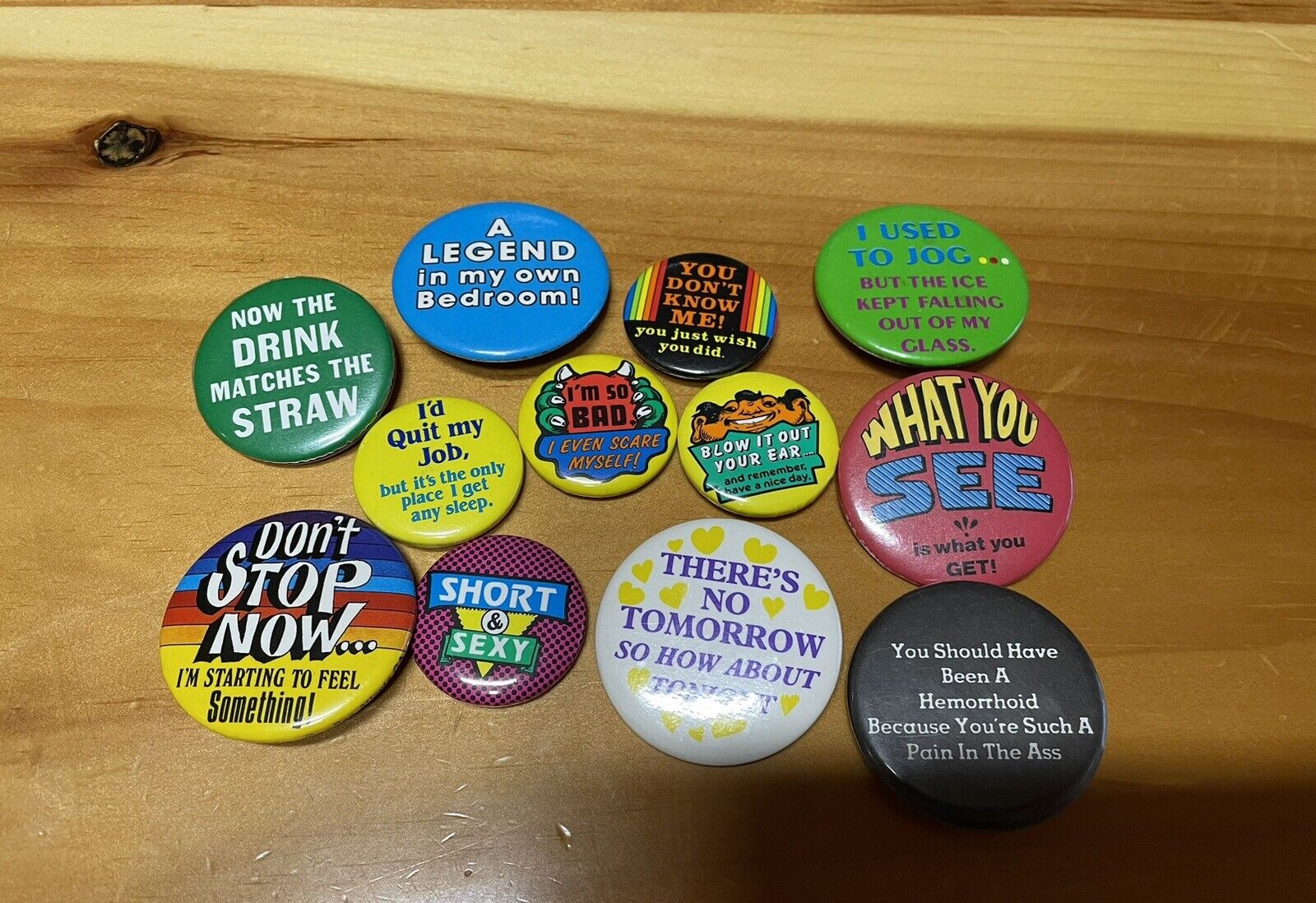 Vintage Humor Pinback Buttons Lot Of 12