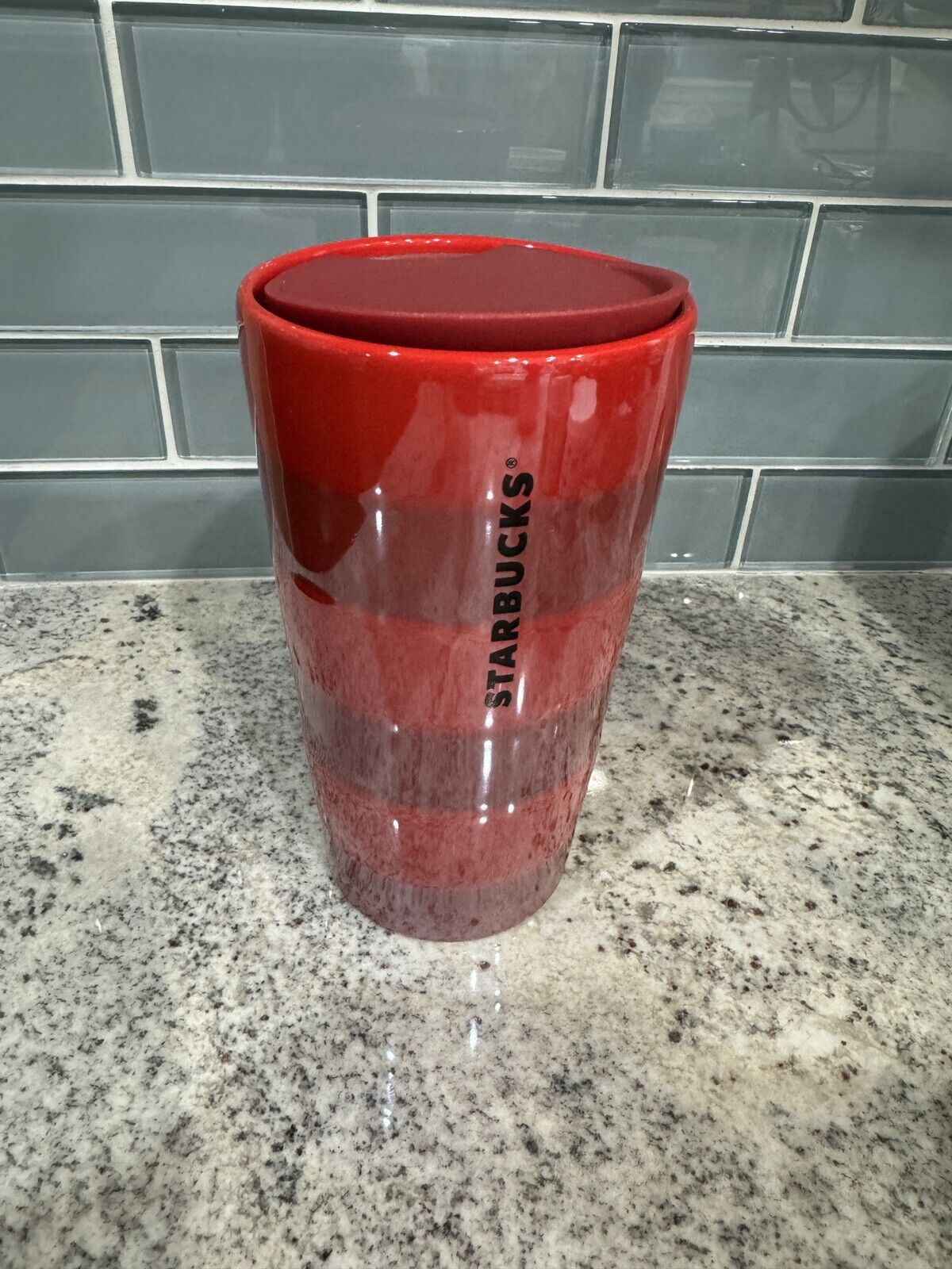 Genuine Starbucks Holiday 2021 ION Red Stripe Ceramic Tumbler 12oz New 