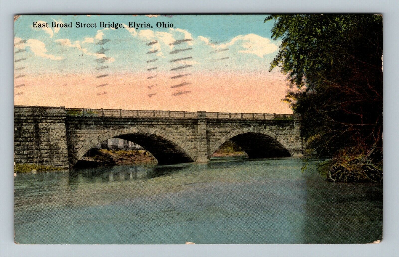 Elyria OH, East Broad Street Bridge, Ohio c1916 Vintage Postcard