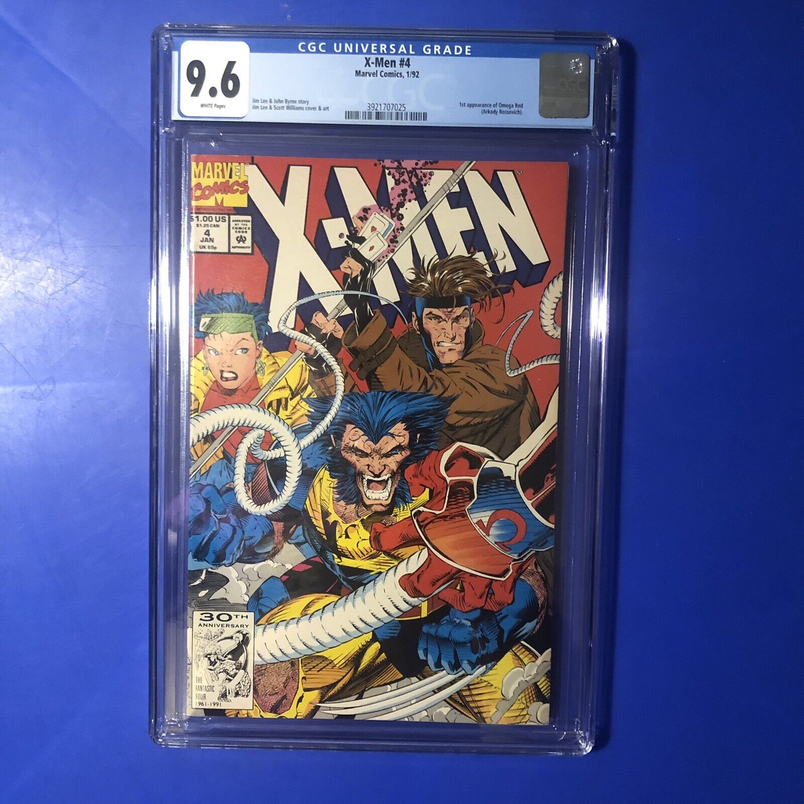 X-MEN #4 CGC 9.6 WHITE PAGES 1st APPEARANCE OMEGA RED JIM LEE Marvel Comics 1992