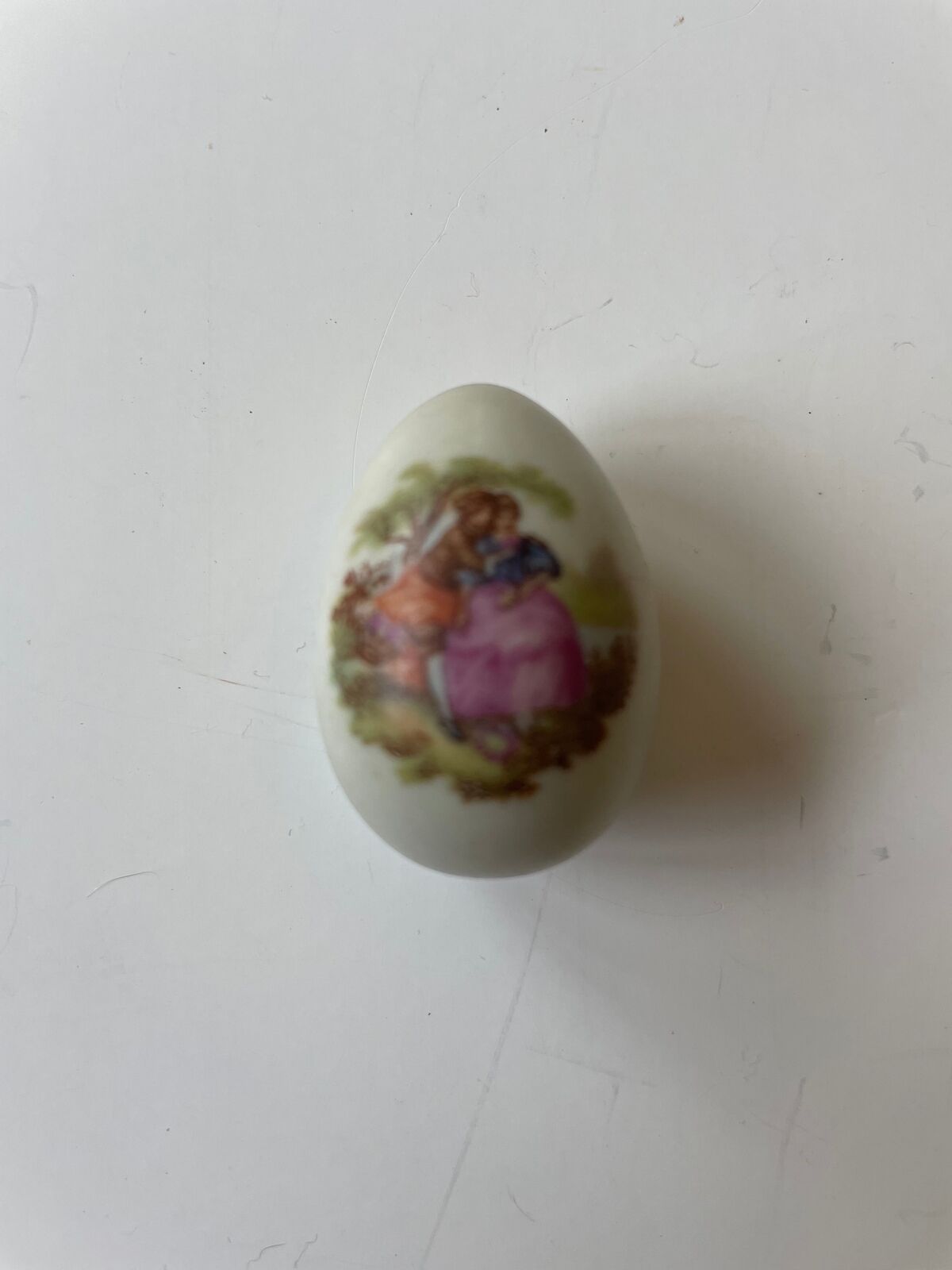 Vintage Limoges France Hand Painted Porcelain Egg Trinket Box