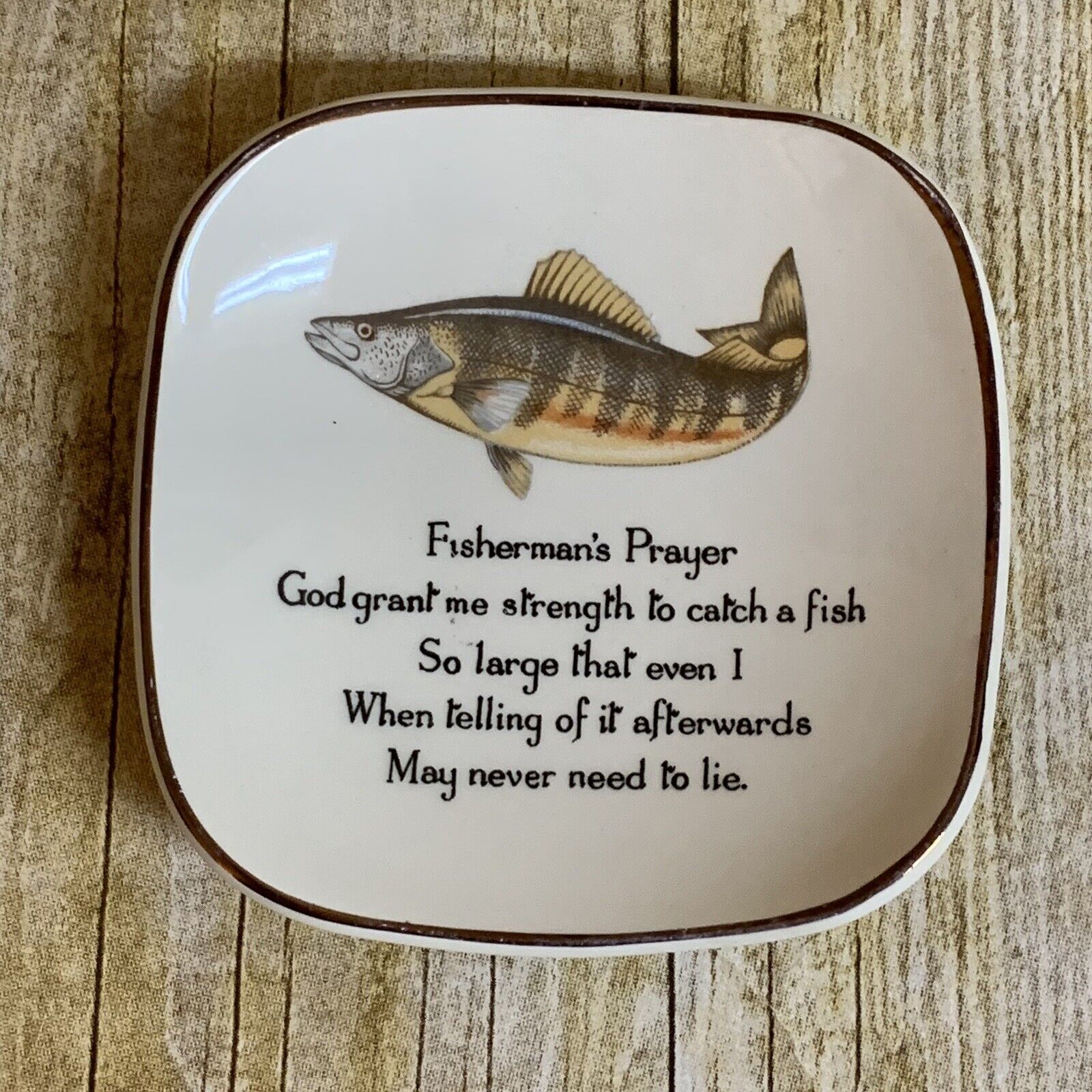 Vintage Fisherman’s Prayer Trinket Dish Sandland Hanley Staffordshire England