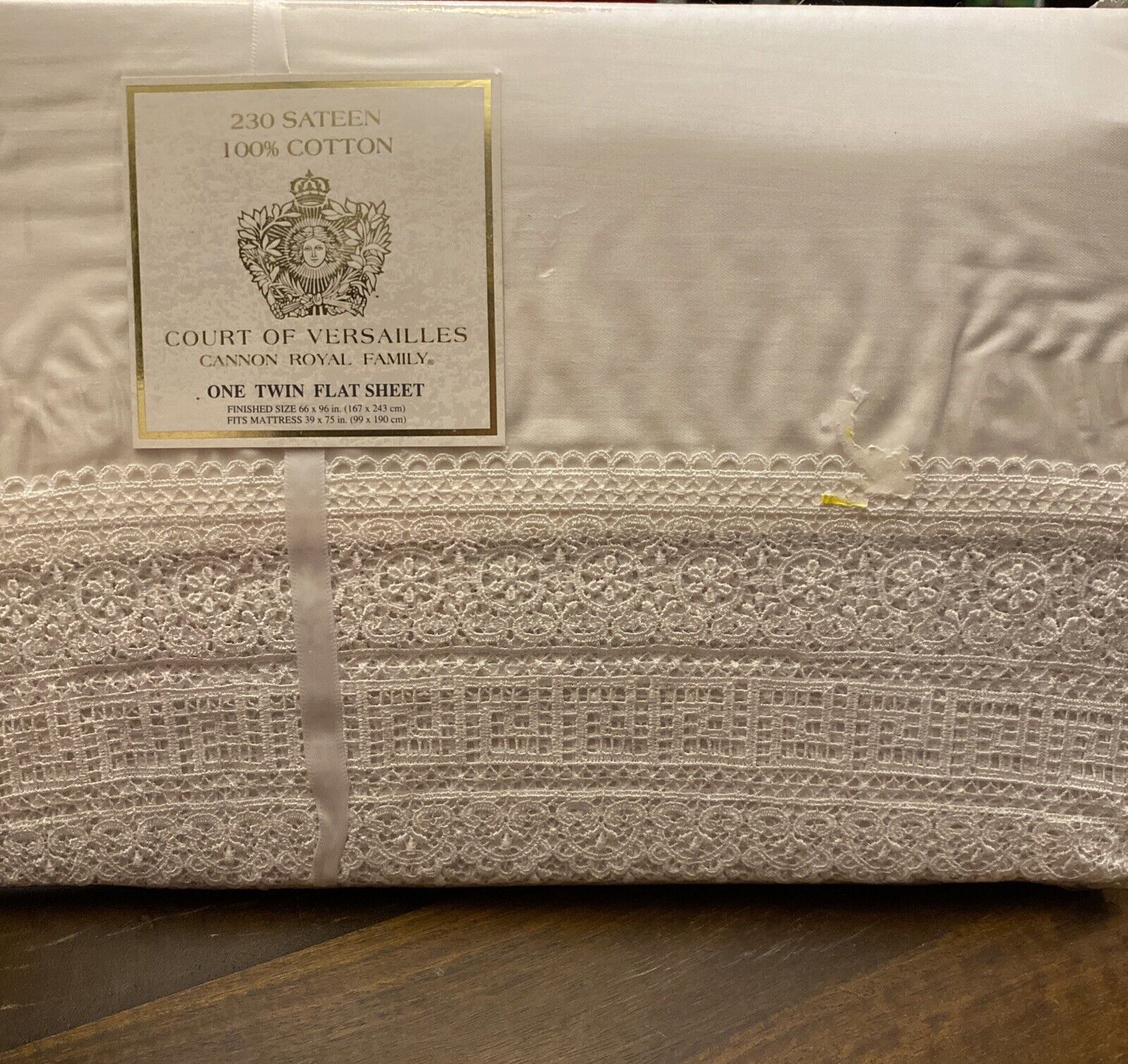 Cannon Royal Family Court Of Versailles Twin Flat Sheet Venise Lace White NEW