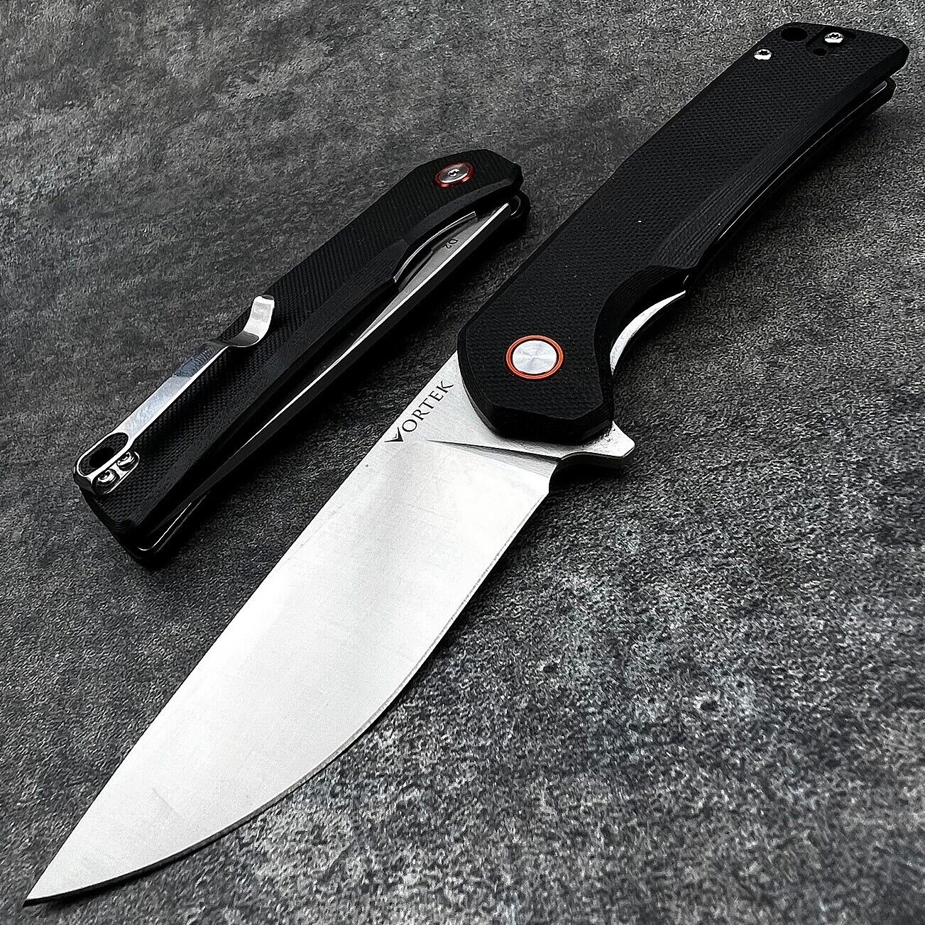 VORTEK RIPTIDE Black G10 Tactical EDC Ball Bearing D2 Blade Folding Pocket Knife