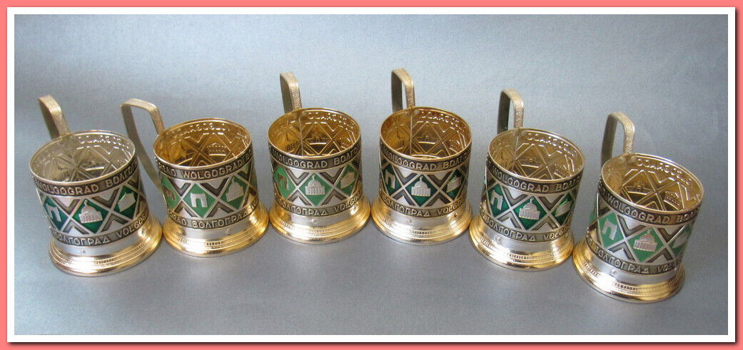 6 pieces Vintage 1960\'s USSR PODSTAKANNIK Russian Tea Glass Holder #21124
