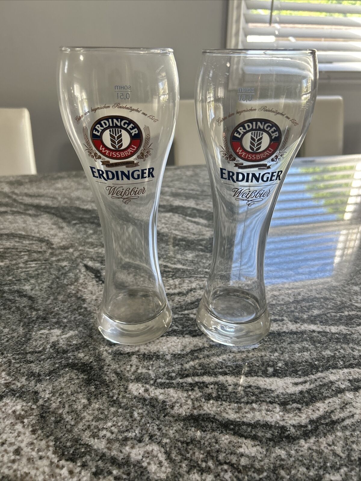 Pair Of ERDINGER Weissbrau WeibBier 10” German Pilsner Beer Glass .5L