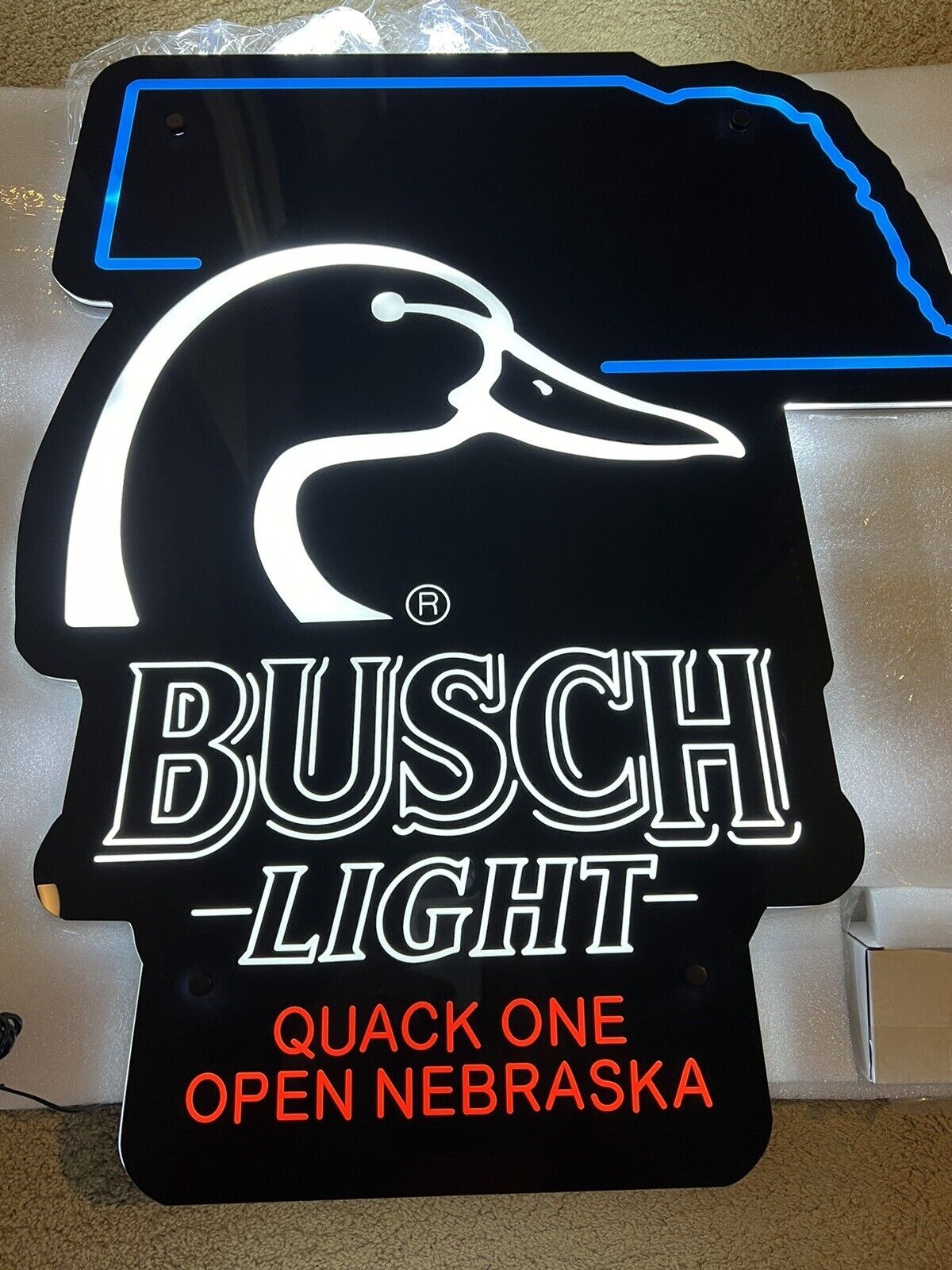 Nebraska Busch Light Ducks Unlimited Hunting LED Sign New