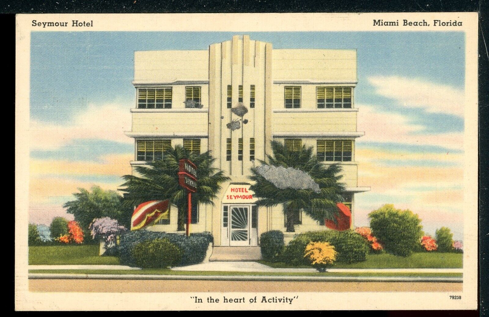 1940s Seymour Hotel Art Deco Miami Beach Florida Vintage Linen Postcard A3 67