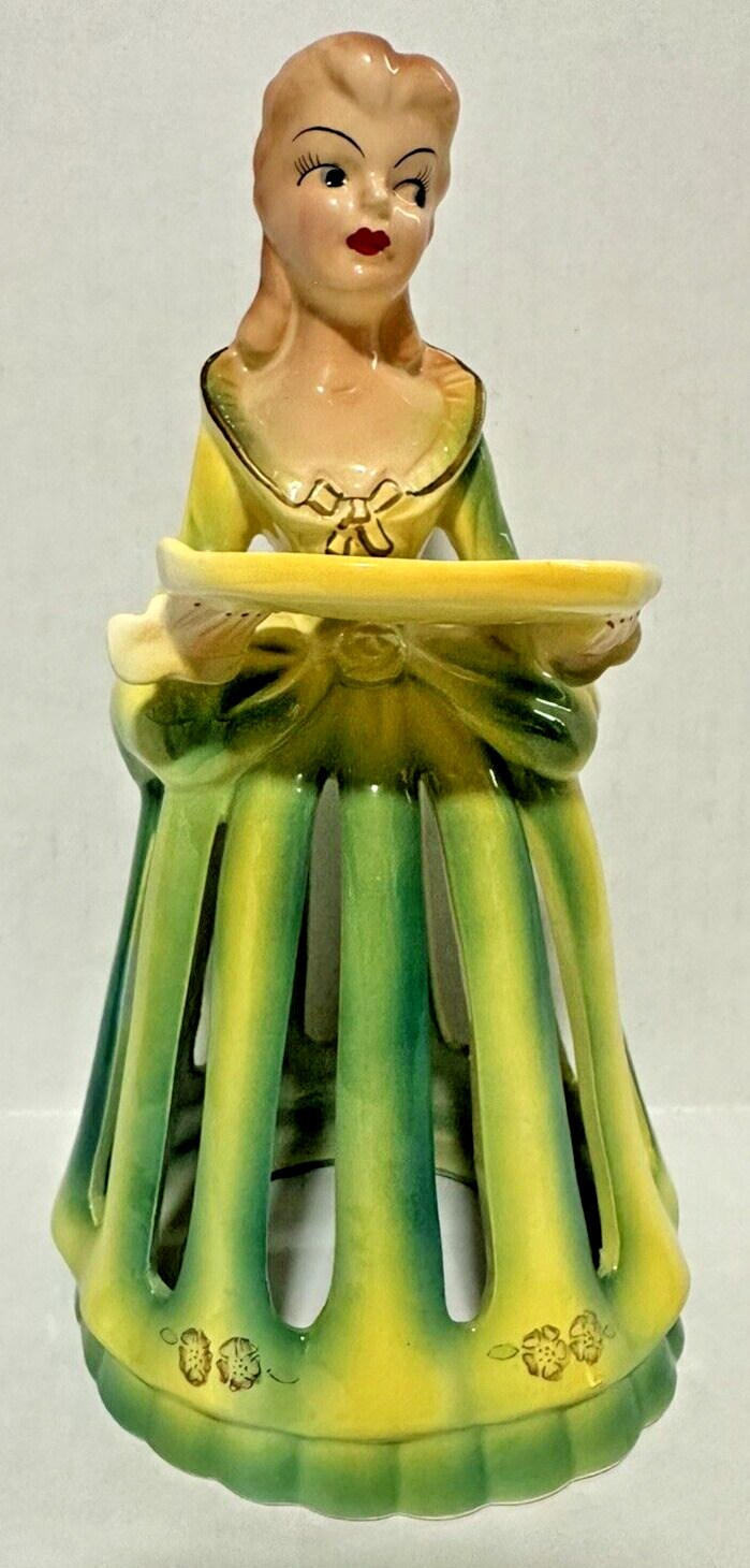 VERY RARE lady napkin and Toothpick holder beautiful greens/yellow Wales Japan