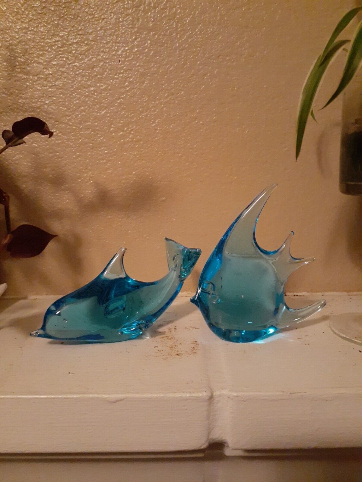 PR VTG LEGEND OF MURANO  BLOWN GLASS TROPICAL FISH AND DOLPHIN BLUE SET
