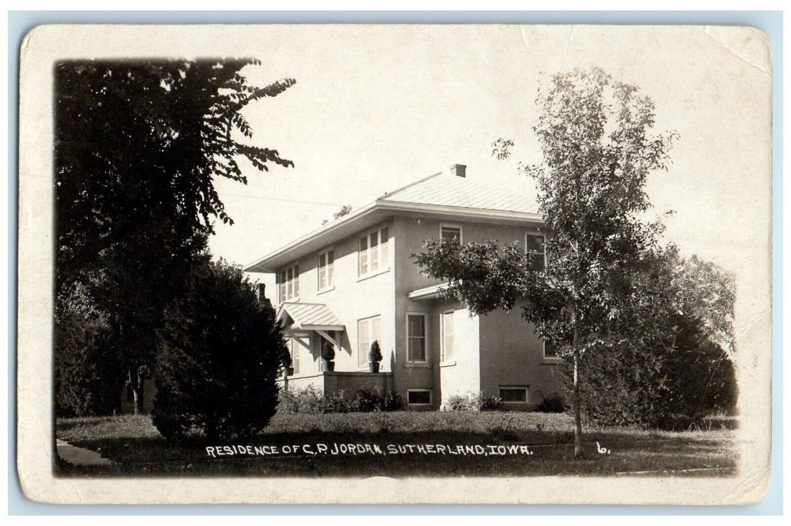c1930's Residence Of CP Jordan Sutherland Iowa IA RPPC Photo Vintage Postcard