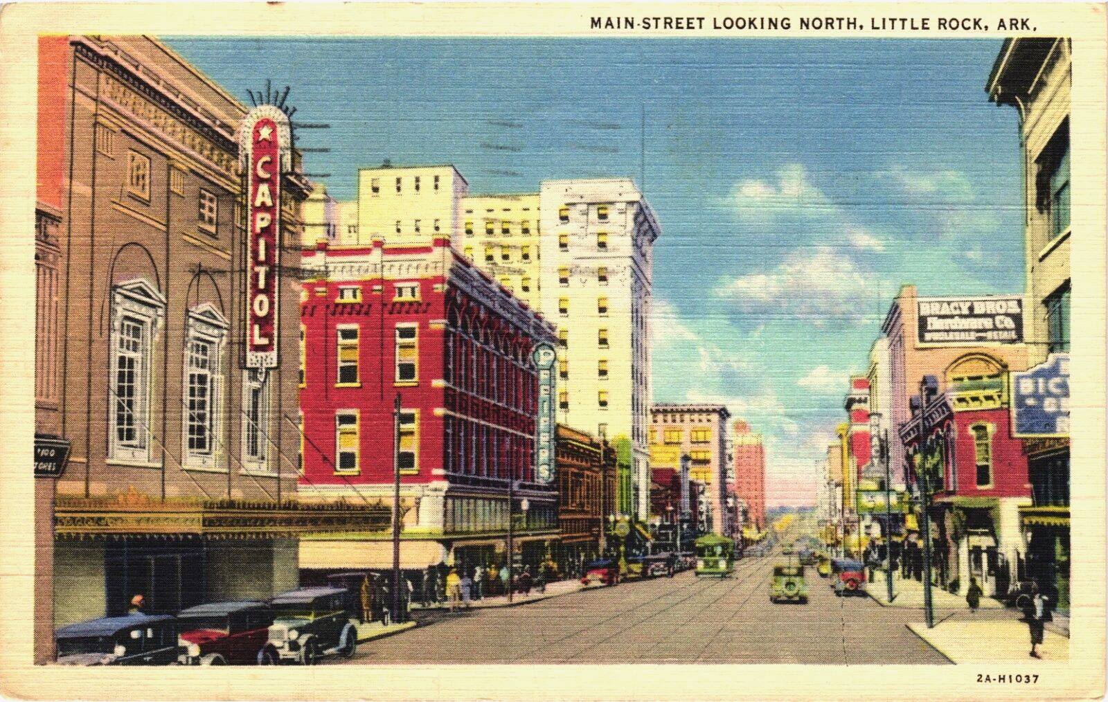 Linen Postcard: 1948 - Main Street looking North - Little Rock - Arkansas -- USA