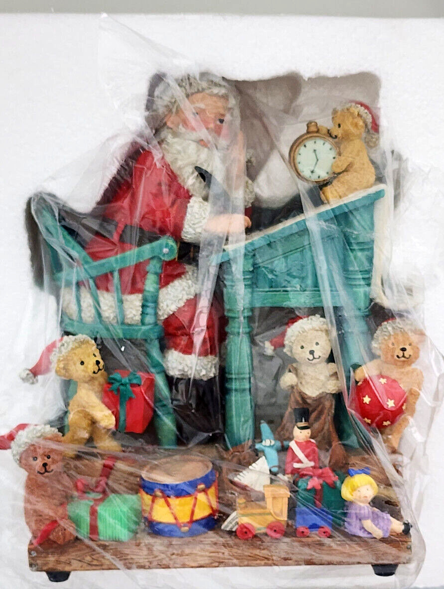 The San Francisco Music Box Company Santa At Dest With Bears Rare