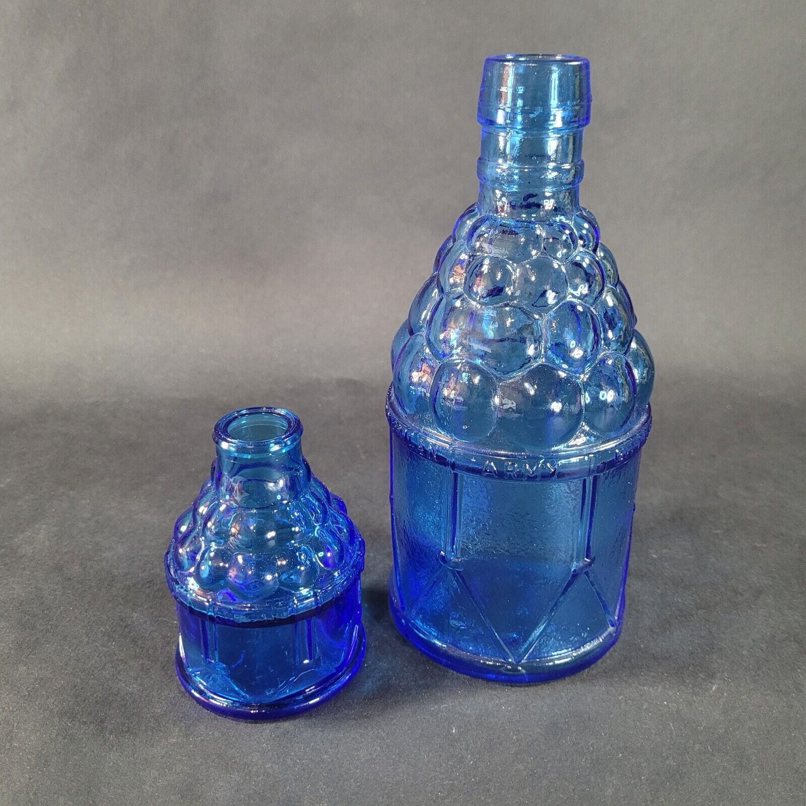 Vintage Blue Glass McGIVERS American Army BITTERS Bottle Riffle Co Herbs Set