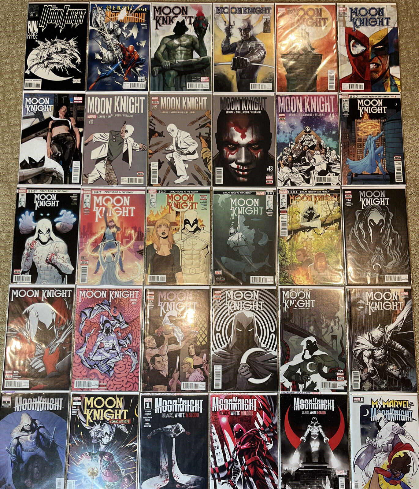 Marvel Comic Lot: 30 Moon Knight #60-201; Bendis Lemire Bemis; Black/Whte/Blood+