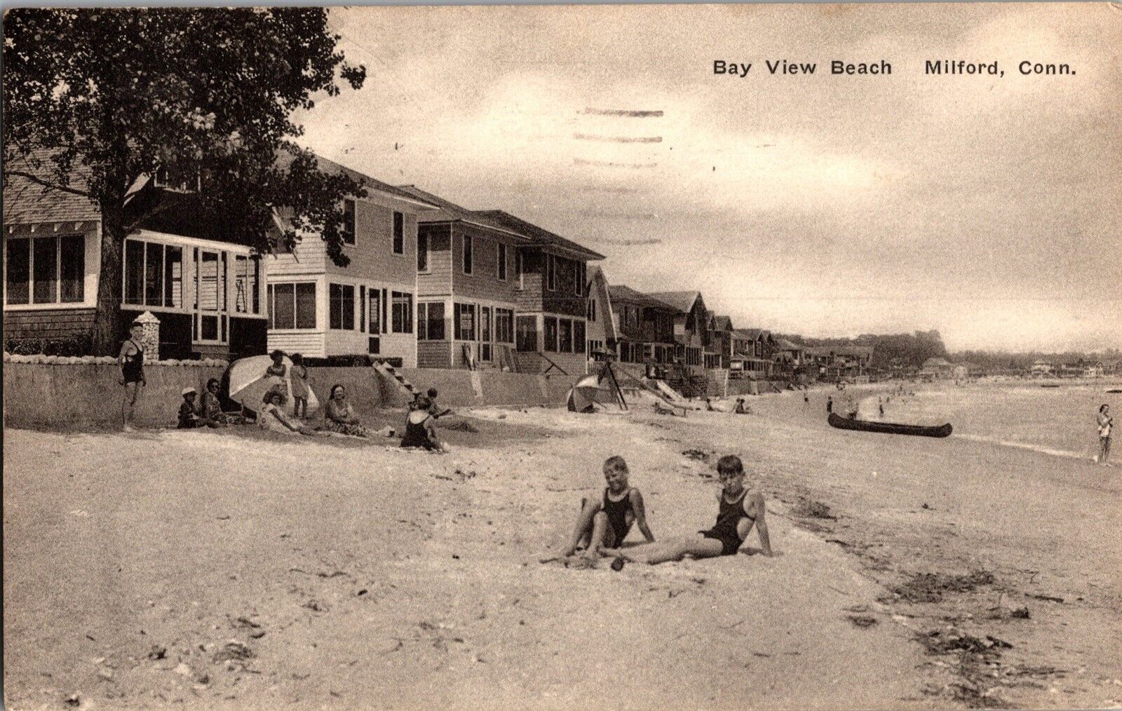 Cottages at Bay View Beach Milford CT c1937 Vintage Postcard M76