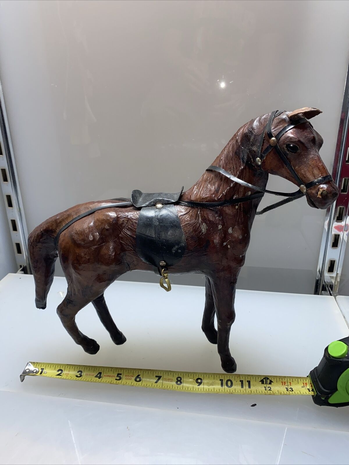 Antique/ Vintage Leather Horse Figurine Statue Sculpture Equine Saddle