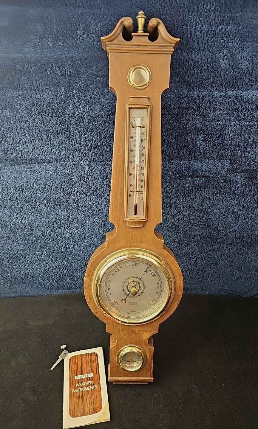 Vtg Springfield Instruments  Barometer Thermometer Humidity Weather Station Key