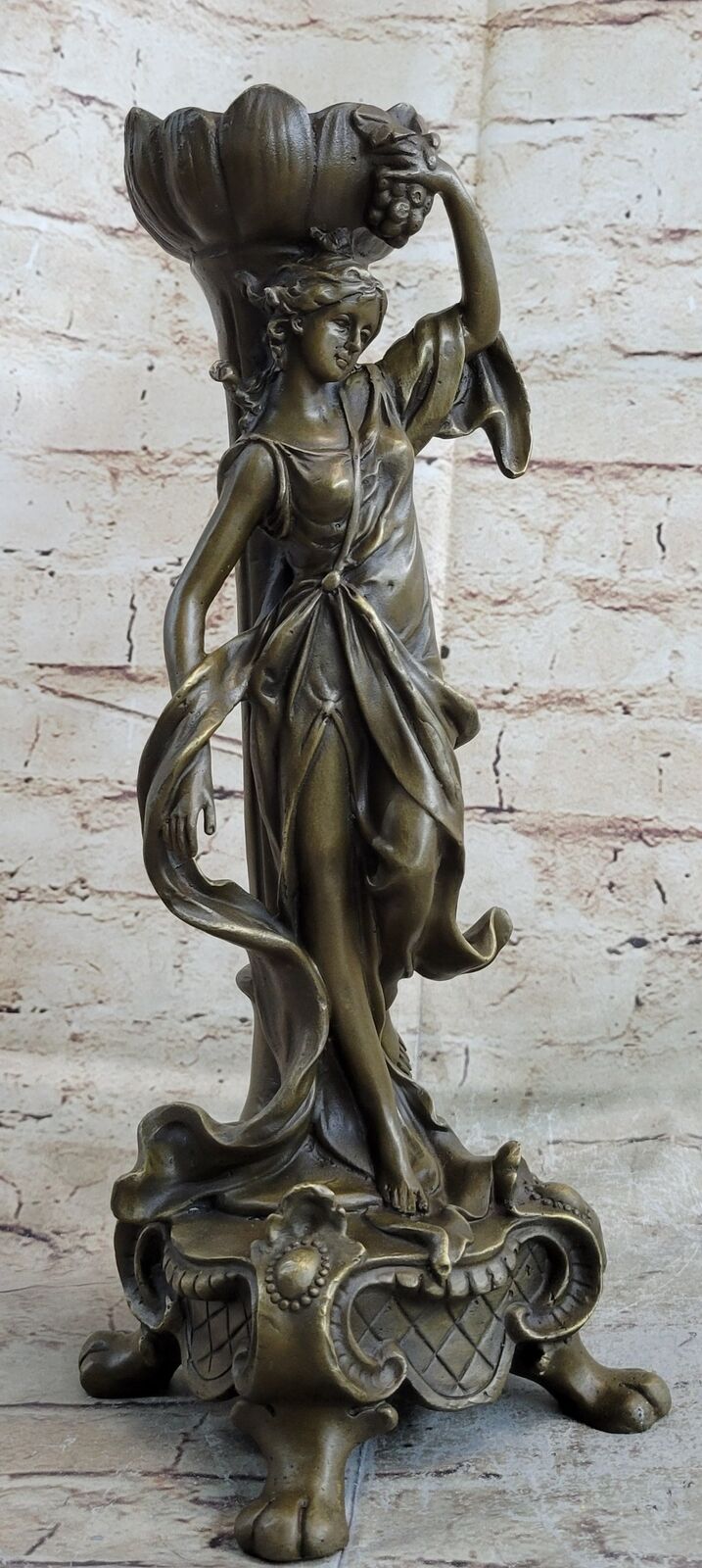 VICTORIAN MYTHOLOGY SEXY WOMAN SOLID BRONZE CANDLESTICK CANDLE HOLDER ARTWORK NR