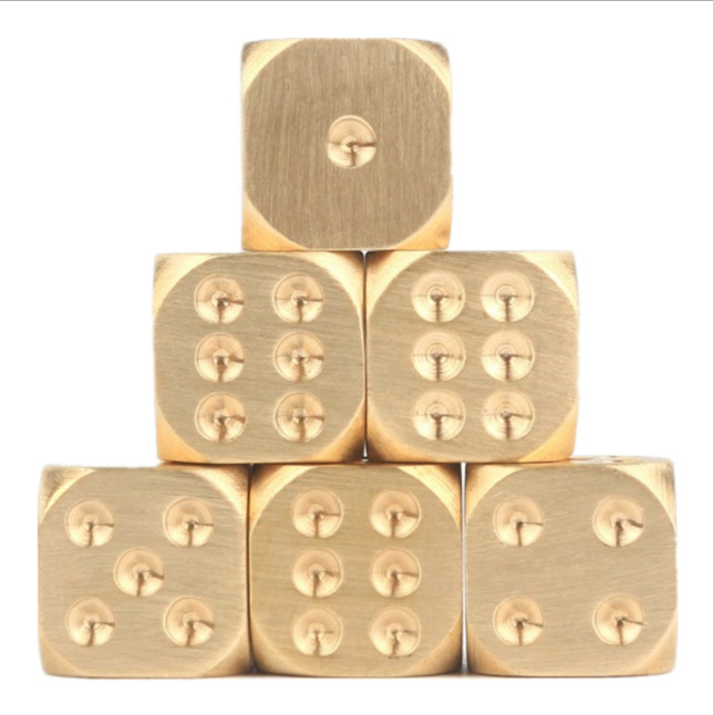6PCs Solid Brass Dice Toy 15mm Six Sided Square Dice