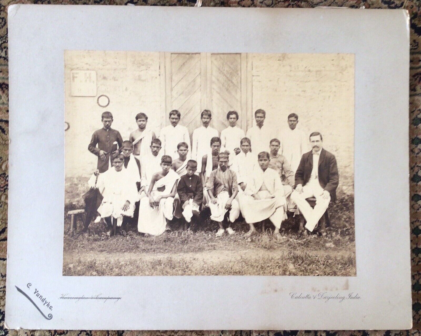 Antique   Group Photo India Men. Large Original C Vandyke Calcutta