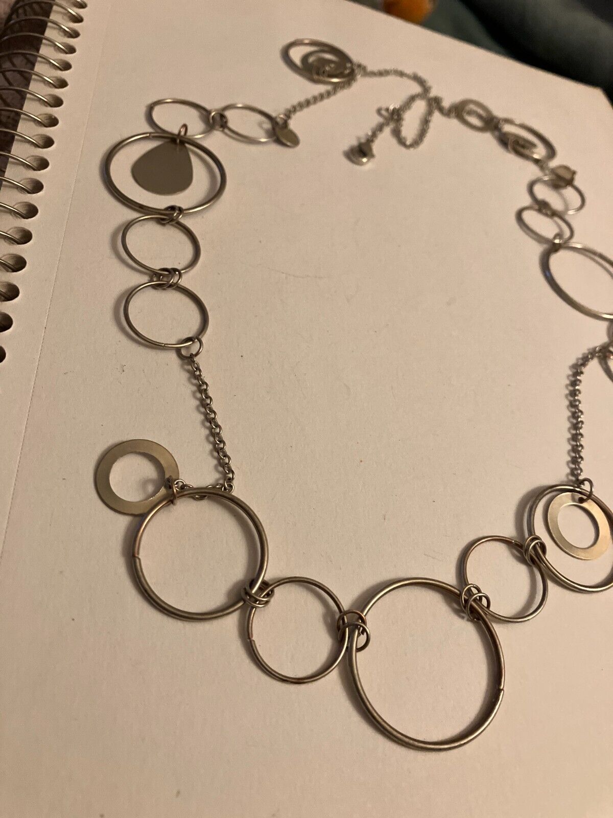 vintage estate silver tone ring  chain necklace
