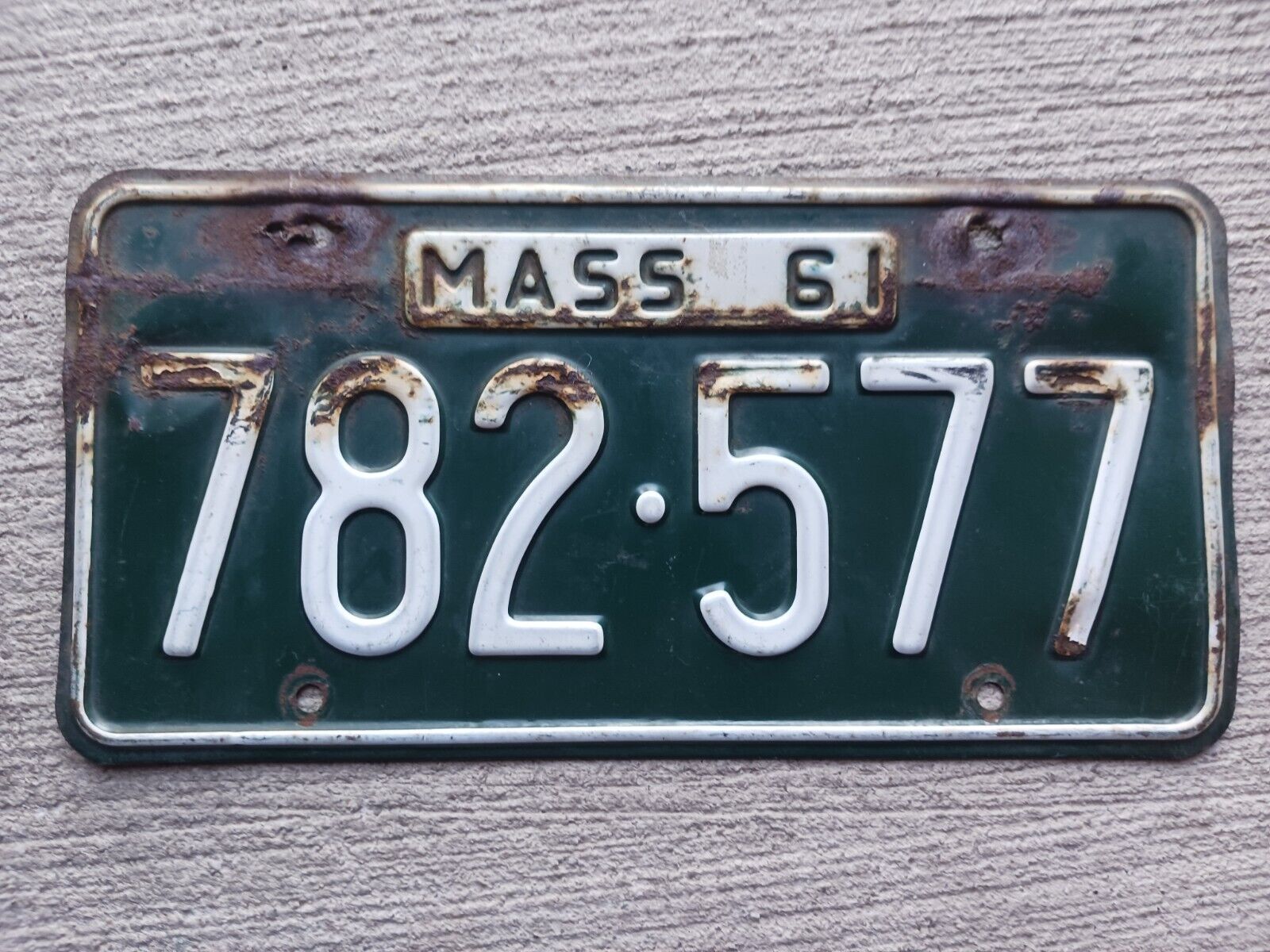 1961 Massachusetts License Plate 782 577