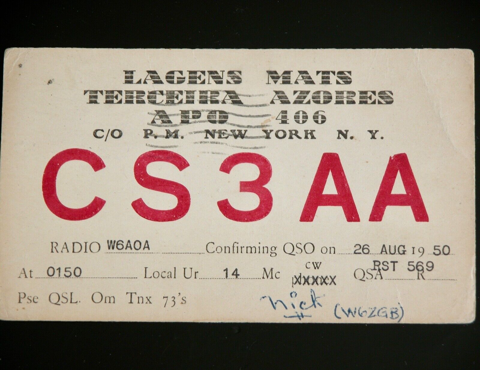 Vtg 1950s Ham Radio Postcard Amateur Radio Station W6AOA Card CS3AA