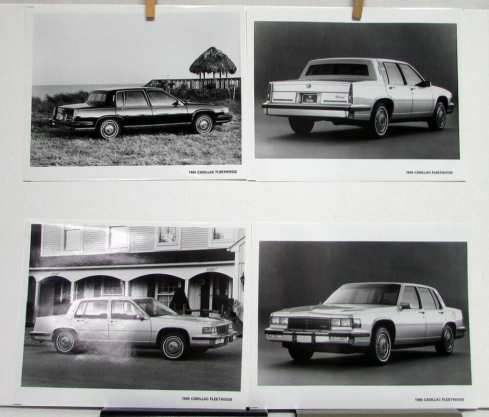 1985 Cadillac Fleetwood Set of 4 B/W Glossy Press Photos Original