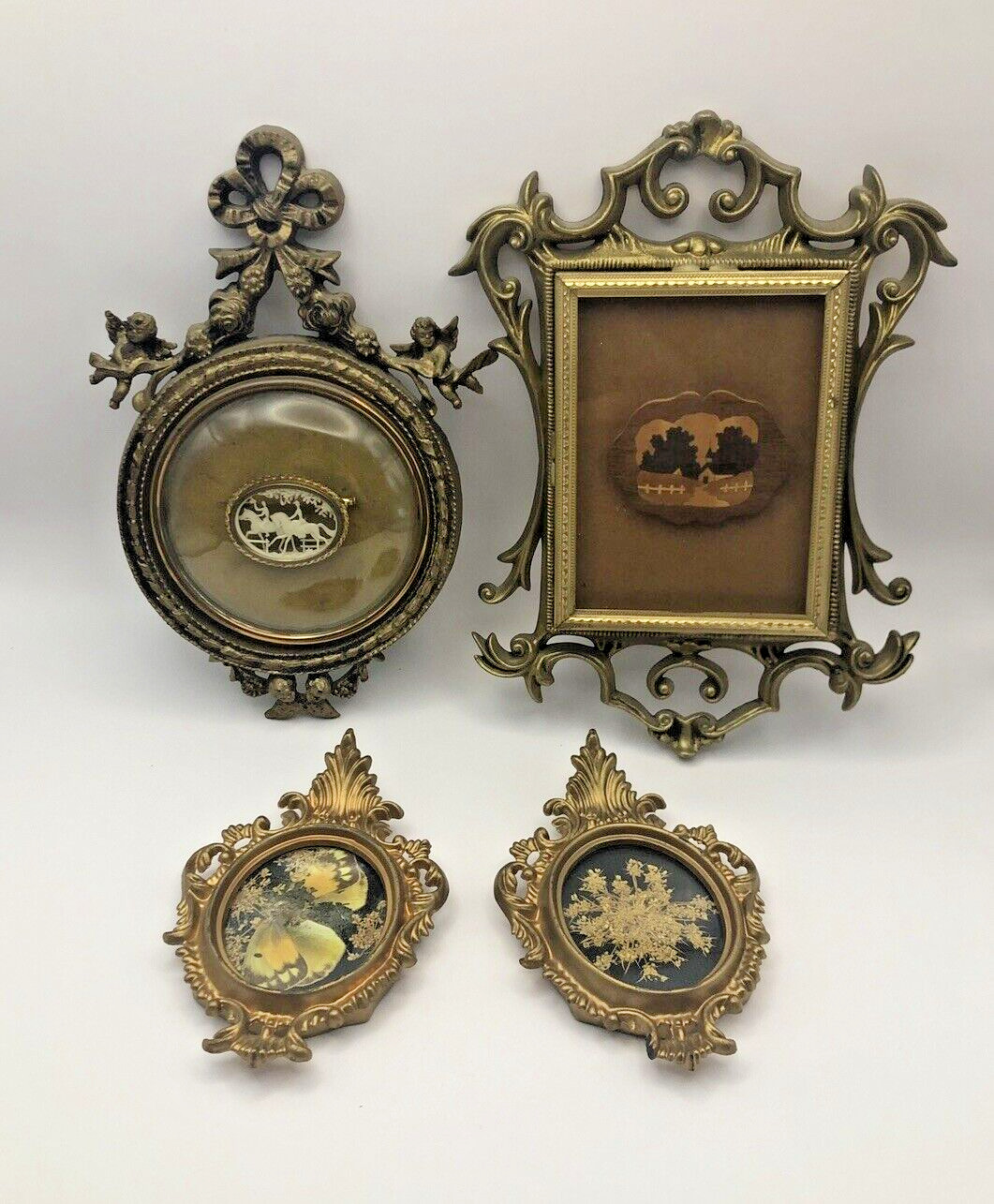 Vintage Set of 4 Italian Style Frames Made In Hong Kong With Treasures Inside