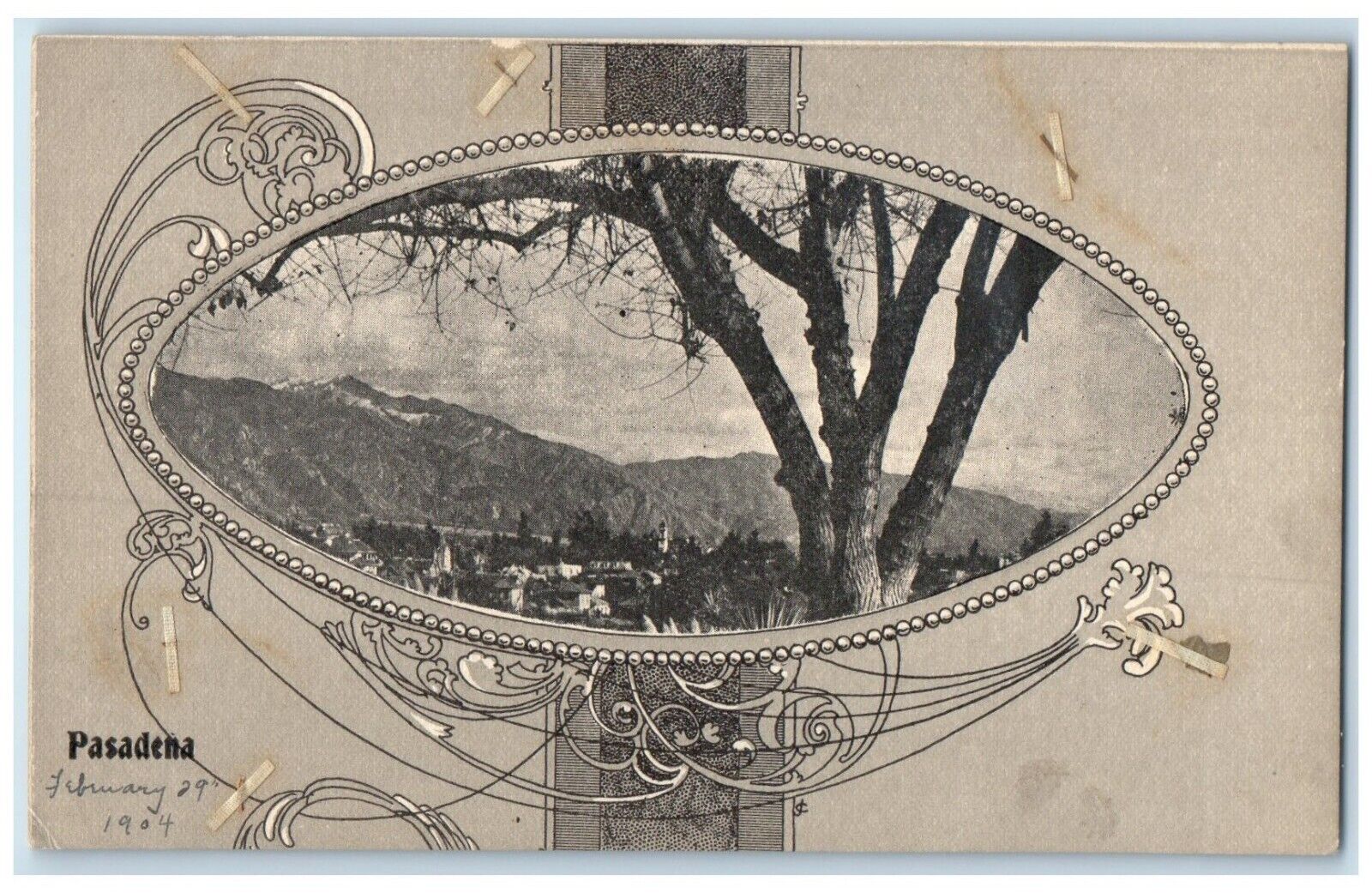 c1904 Scenic View Frame Mountains Trees Pasadena California CA Unposted Postcard